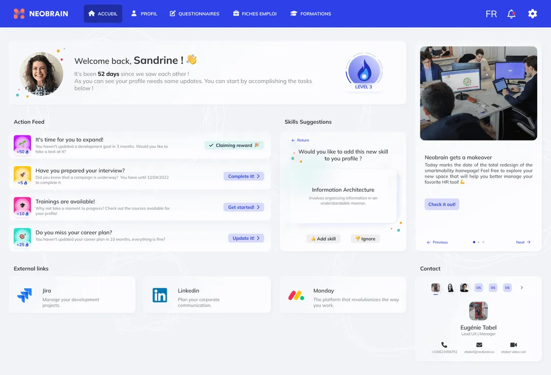 Employee welcome dashboard